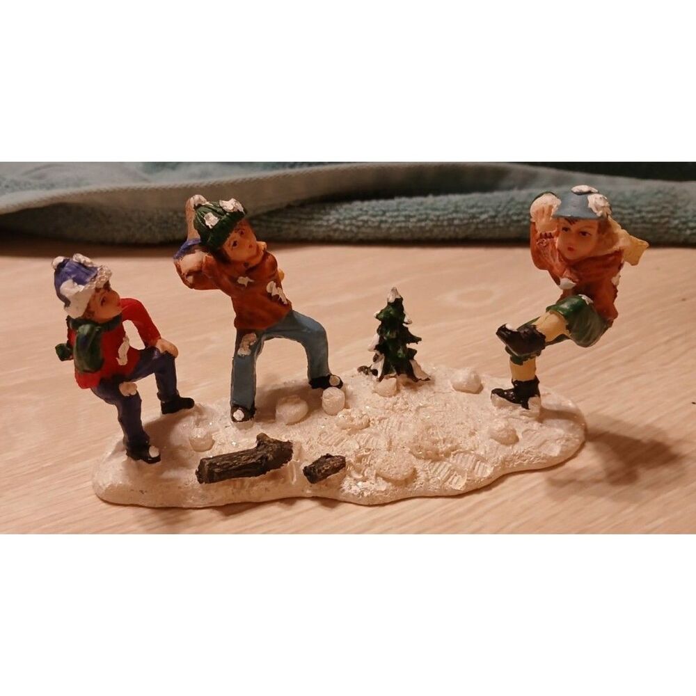 Holiday Time Victorian Village Christmas Miniatures  baseball  game w snowball